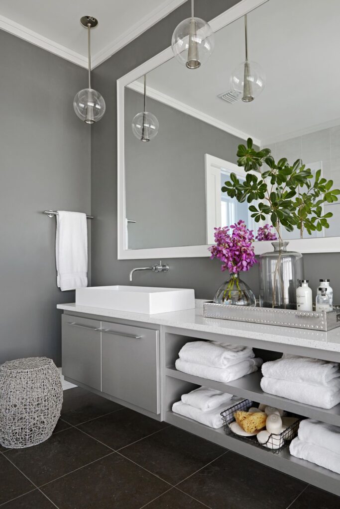 minimalist accessories pots towels in under storage light fixtures