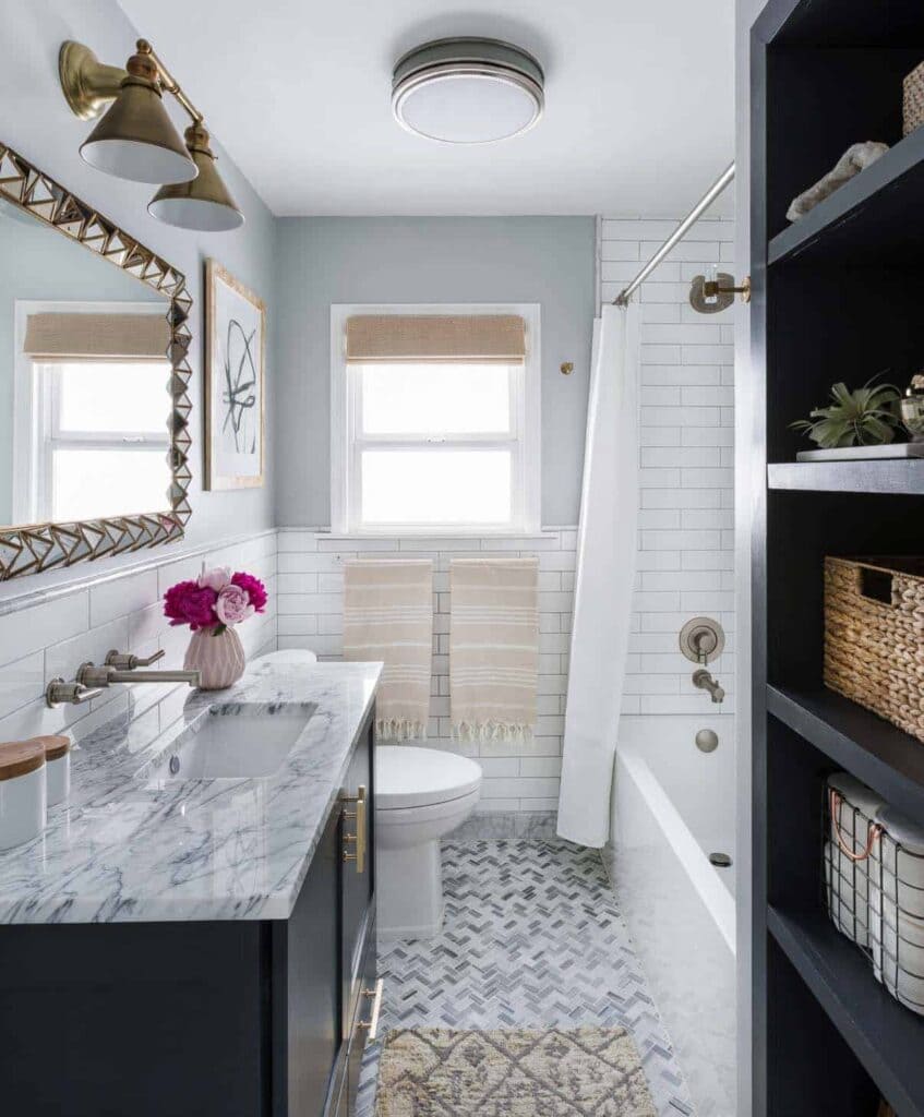white marble countertops in the bathroom