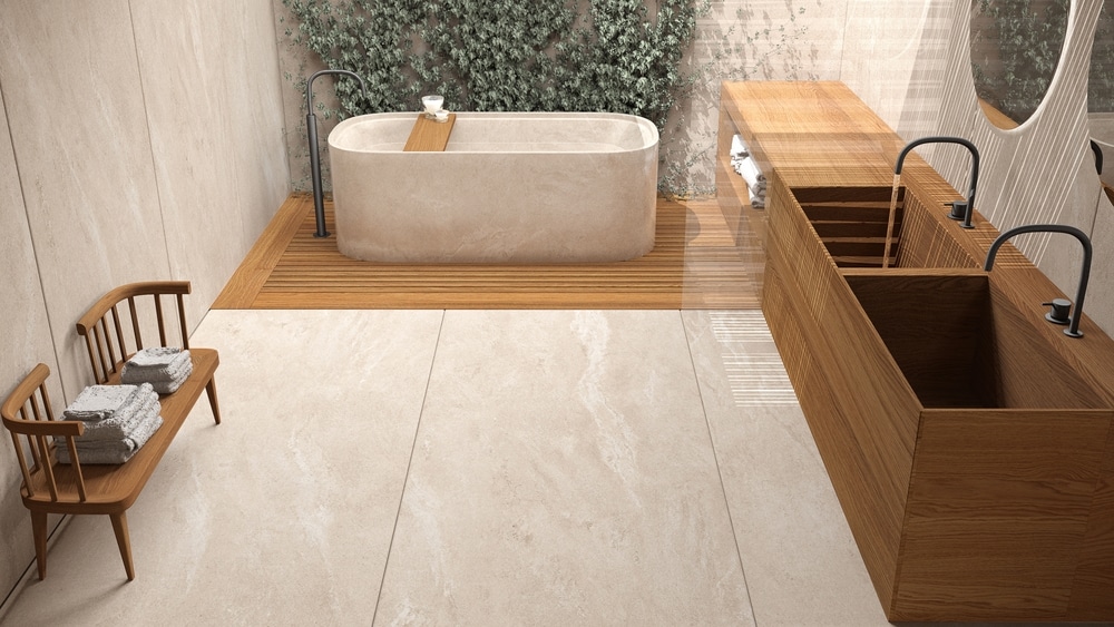 Minimalist Bathroom In Beige Tones Japanese Zen Style Exterior Eco