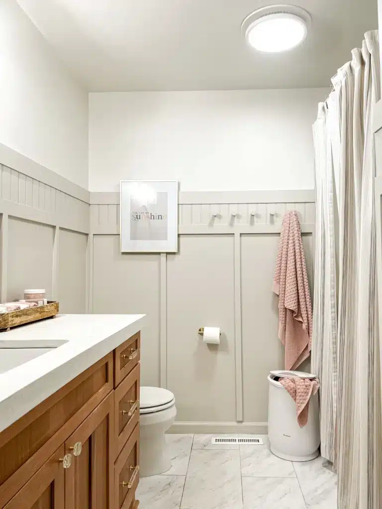 bathroom in board and batten wall in bathroom