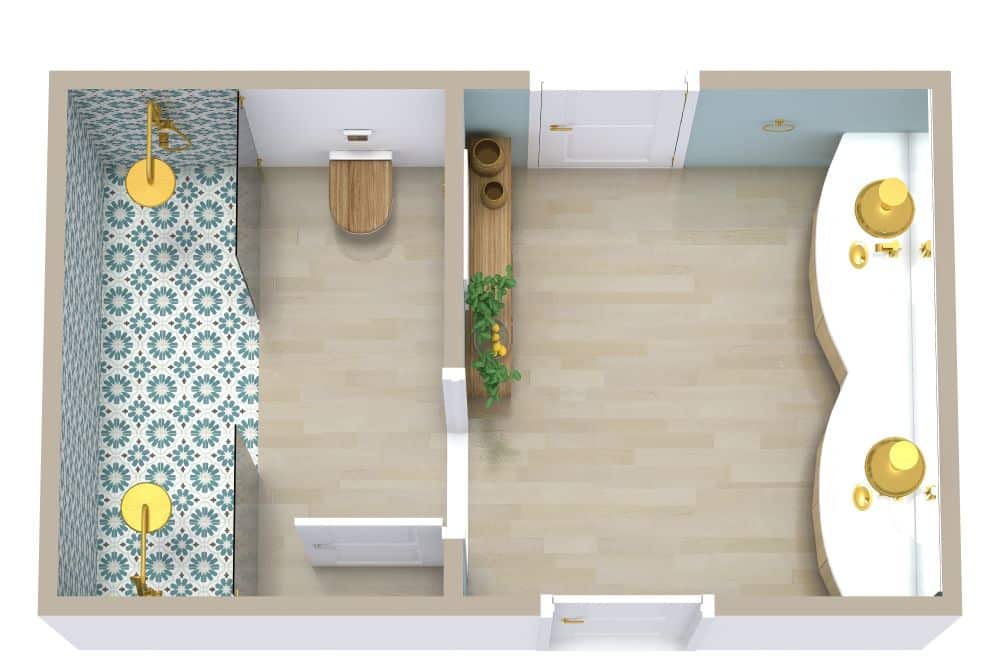 jill and jack bath layout with showers and vanities