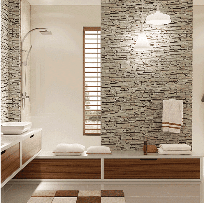 natural stone tile in bathroom