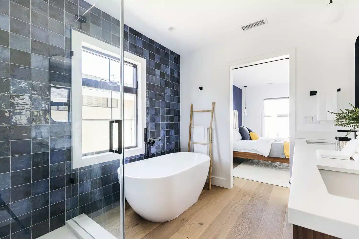 white soaking tub in a bathroom