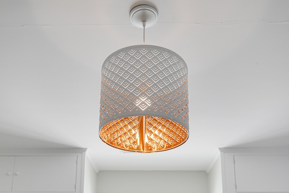 Luxury White Stylish Copper Modern Round Drum Chandelier In White Ceiling