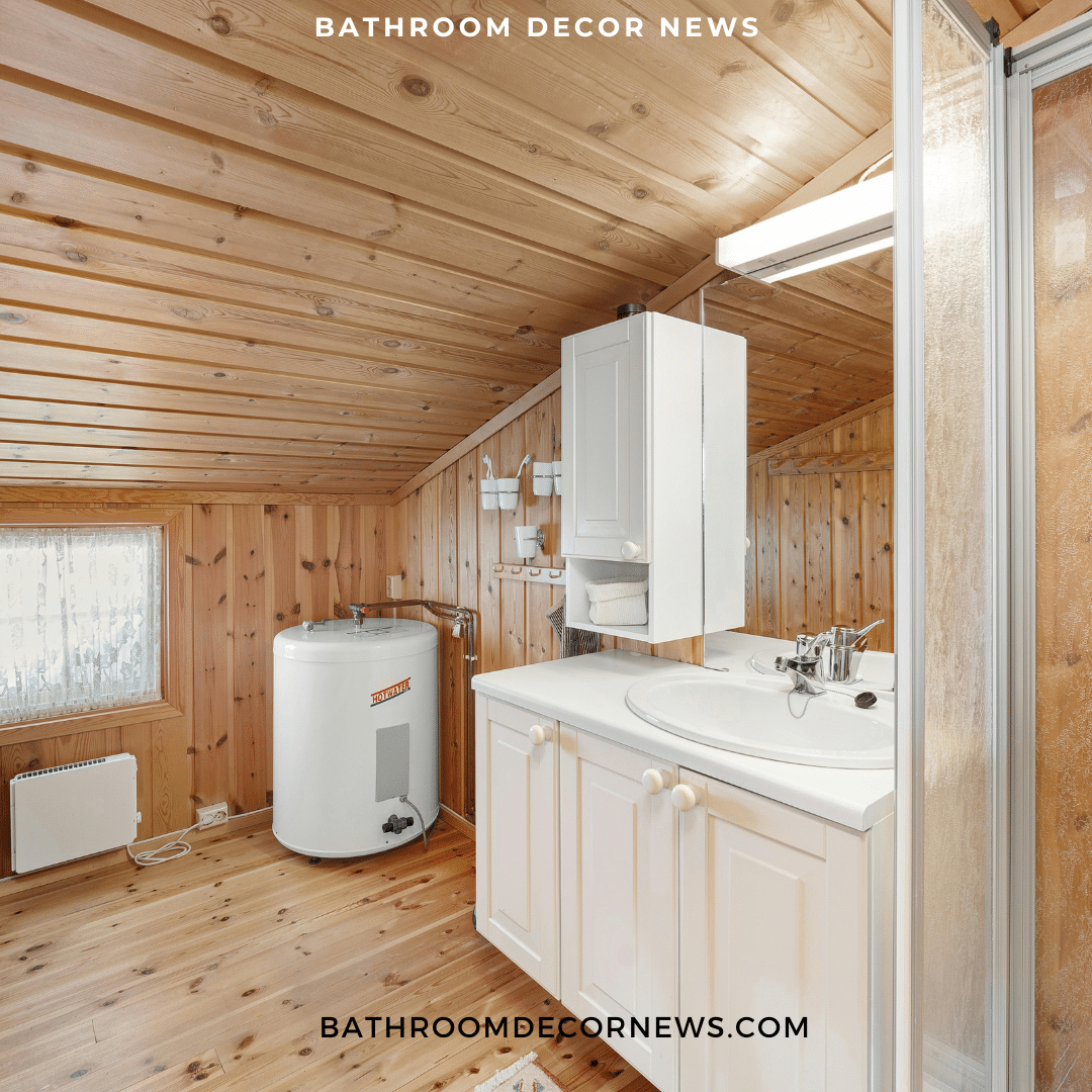 wood paneling in the bathroom